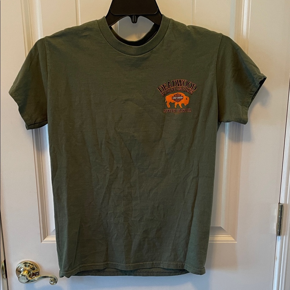 Harley-Davidson Olive Green Tee with Orange Logo